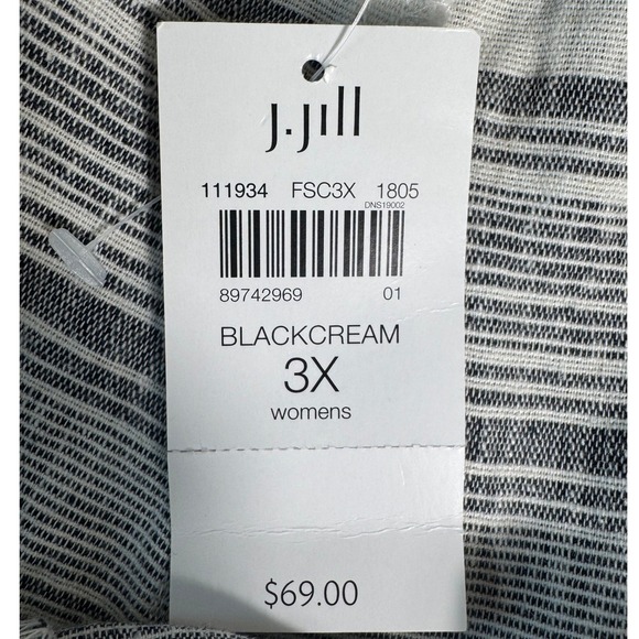 J Jill Black cream Striped Linen Cotton Blend Lounge Shorts Women's 3X - Picture 5 of 9